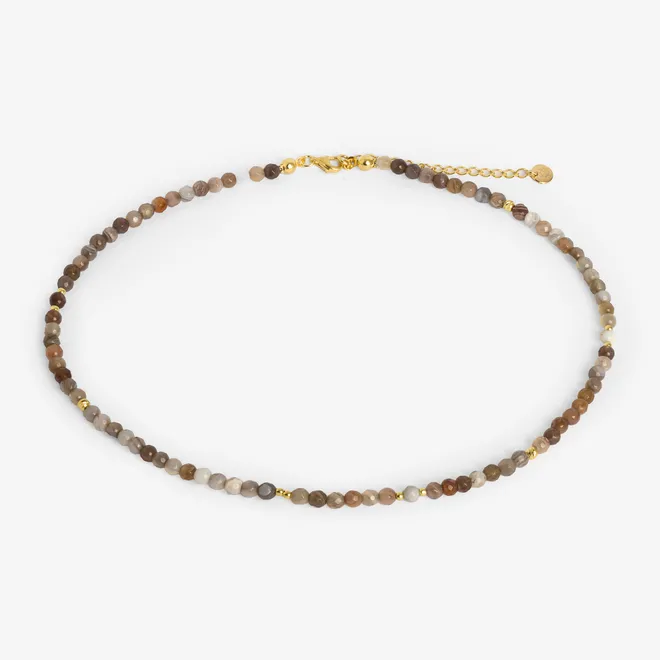 CHOKER Z AGAT BOTSWANA; SREBRNY POZŁACANY